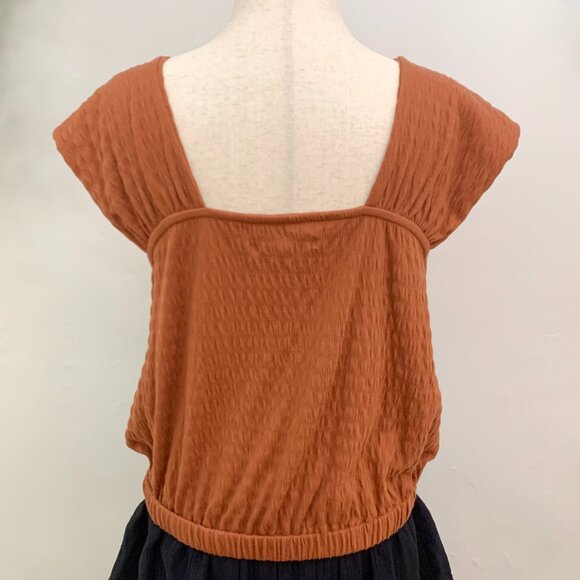 Madewell Terracota Smocked‎ Blouse Size Medium - Picture 3 of 8